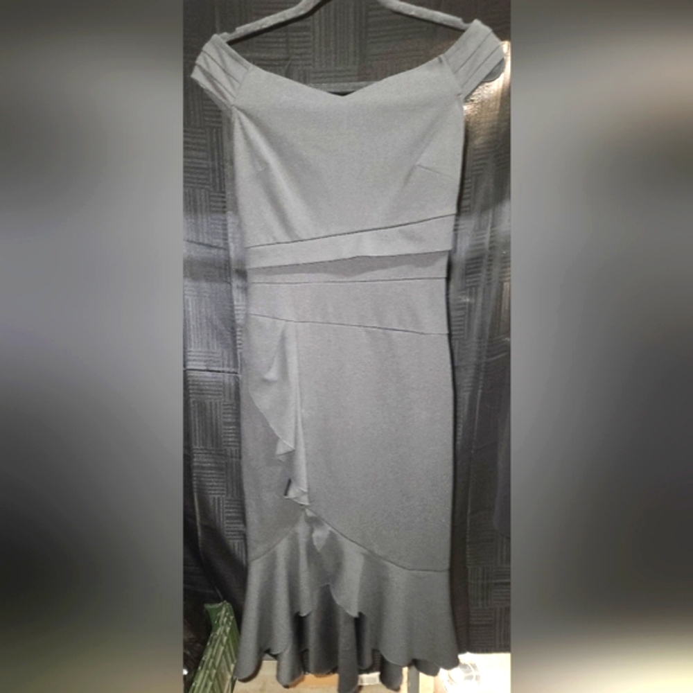 EUC Knitee Elegant Asymmetrical Women's Dress in Black